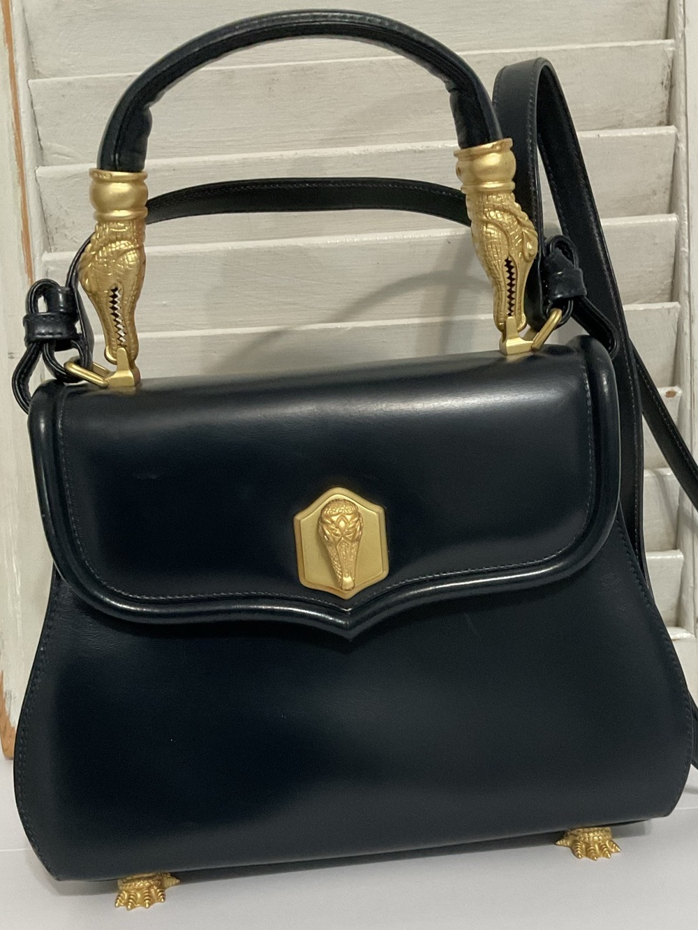 Barry Kieselstein Cord Black Leather Alligator Trophy Purse Vintage